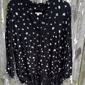 LOFT Black Floral Blouse